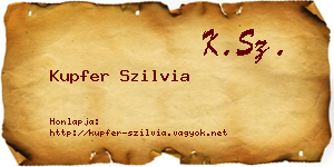 Kupfer Szilvia névjegykártya